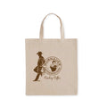 Beige Cowboy Coffee Baumwolltasche der Murnauer Kaffeerösterei mit Cowboy-Silhouette, Lasso und rundem Kaffeetassen-Logo vorne drauf