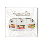 Espresso-Box der Murnauer Kaffeerösterei mit den Espressos Nossa Senhora, El Castillo und Malabar Monsooned im Geschenkkarton