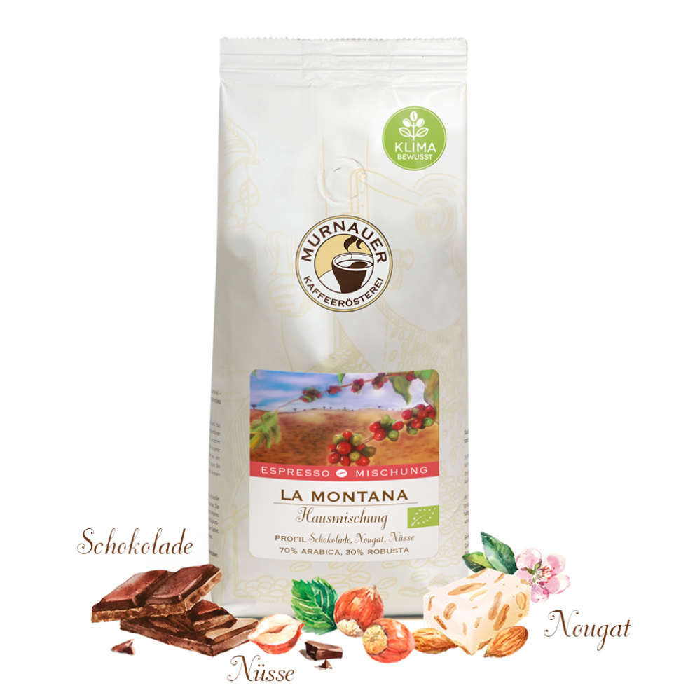 LA MONTANA Kaffee mit Schokolade-, Nuss- und Nougat-Noten