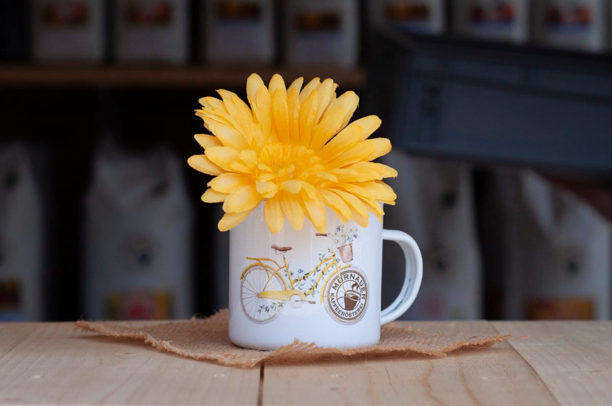 Blume Fahrrad Emaille Tasse 1 - Wertgutschein zum Selbstausdrucken