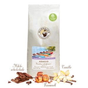 Packshot mit Aromen von neuem DeCaf Kaffee: Adagio aus Brasilien