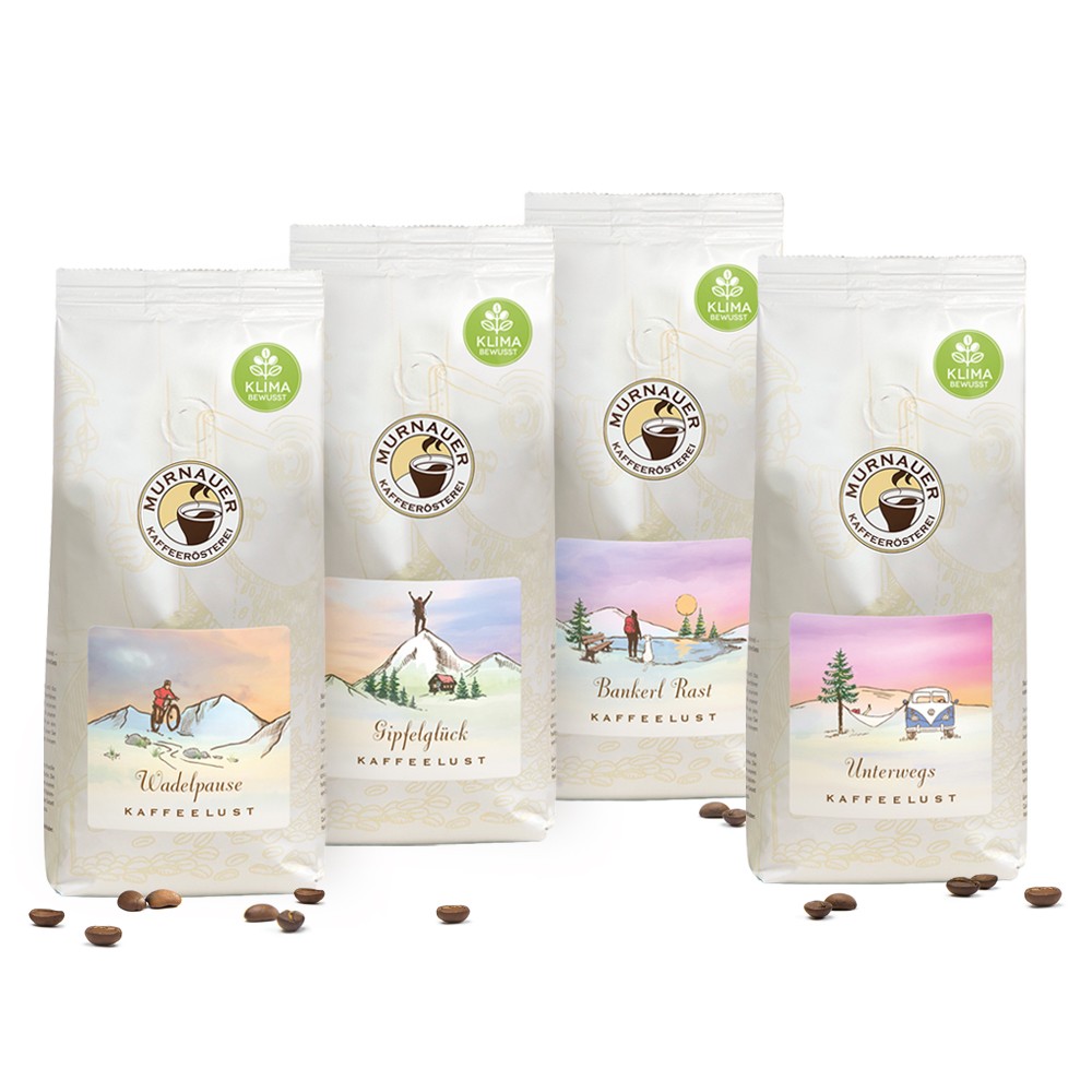 Outdoor-Edition Bundle 1 Outdoor-Edition Bundle: 4 x 250g, alle 4 Outdoor-Coffees - Packshotss